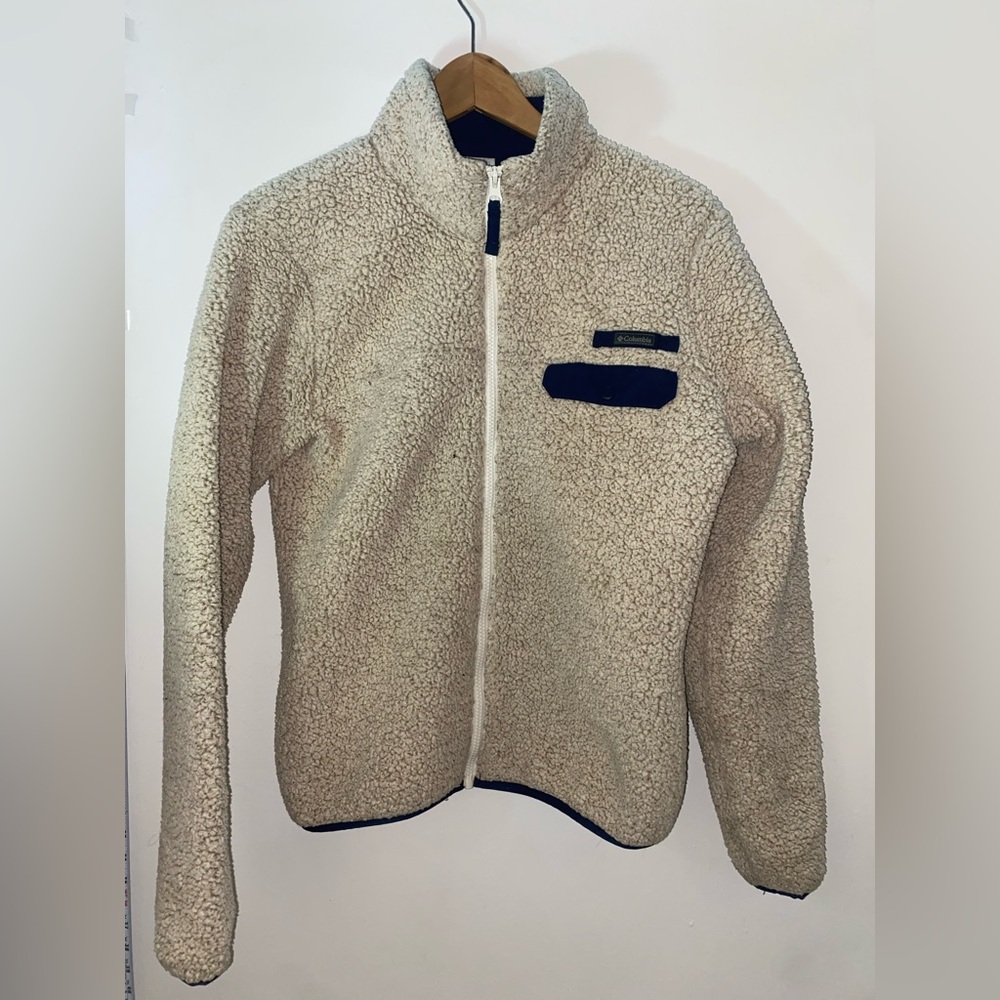 Columbia Womens Jacket S Oatmeal Mountainside Sherpa Fleece Full Zip Outdoor